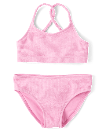 Tween Girls Crinkle Braided Girls Bikini Swimsuit