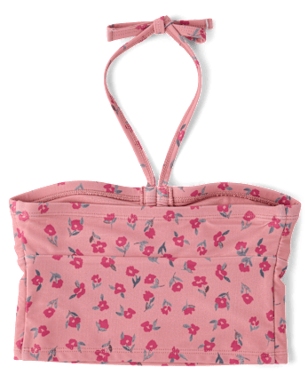 Tween Girls Floral Halter Longline Bikini Swimsuit