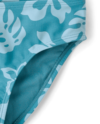 Tween Girls Tropical Bow Shoulder Bikini Swimsuit