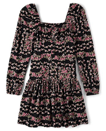Tween Girls Floral Button Front Dress