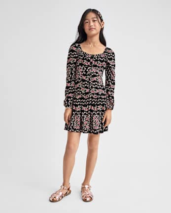Tween Girls Floral Button Front Dress