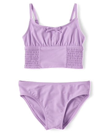 Tween Girls Smocked Longline Bikini Swimsuit