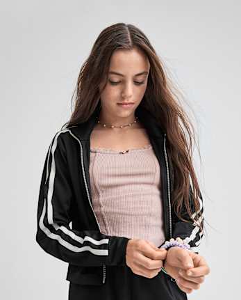 Tween Girls Contrast Stripe Track Jacket