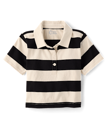 Tween Girls Striped Rugby Polo