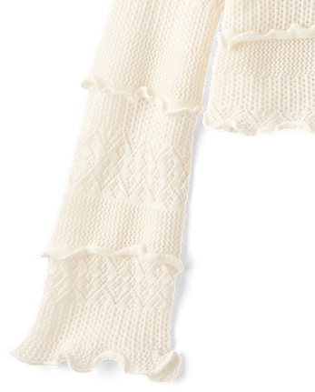 Tween Girls Ruffle Pointelle Cardigan
