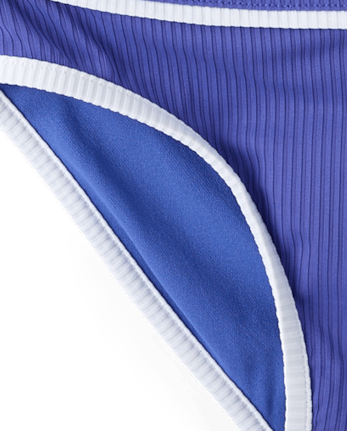 Tween Girls Contrast Ribbed 3-Piece Swimsuit