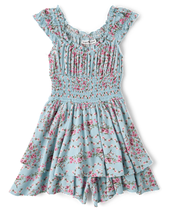 Tween Girls Floral Smocked Romper