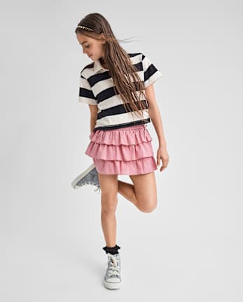 Tween Girls Tiered Ruffle Mini Skort