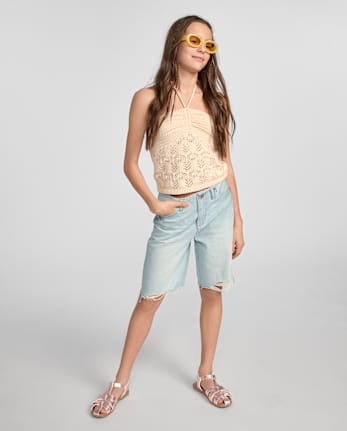 Tween Girls Ripped Jean Shorts