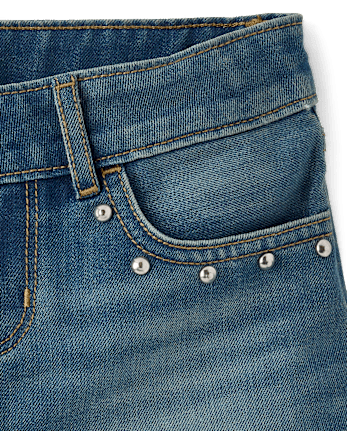 Tween Girls Studded Shortie Jean Shorts