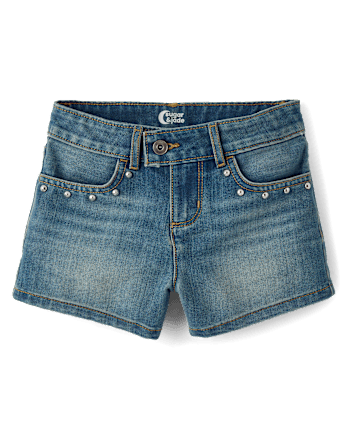 Tween Girls Studded Shortie Jean Shorts