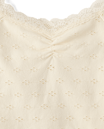 Tween Girls Textured Eyelet Off Shoulder Top