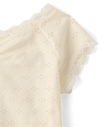 Tween Girls Textured Eyelet Off Shoulder Top