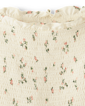 Tween Girls Floral Smocked Off Shoulder Dress