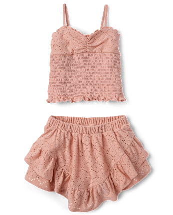 Tween Girls Textured Eyelet 2-Piece Outfit Set