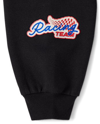 Tween Girls Racing Premium Fleece Half Zip Pullover - BLACK ONYX
