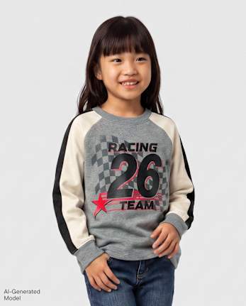 Tween Girls Racing Colorblock Premium Fleece Sweatshirt - H/T HOUND