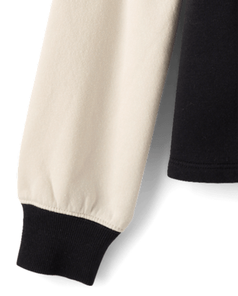 Tween Girls Embroidered Racing Colorblock Premium Fleece Sweatshirt - BLACK ONYX