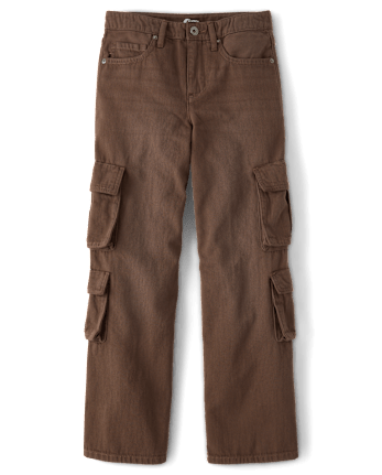 Tween Girls Garment Dyed Baggy Cargo Jeans