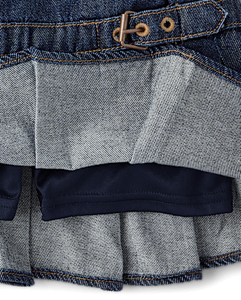 Tween Girls Buckle Pleated Denim Skort