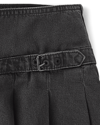 Tween Girls Buckle Pleated Denim Skort