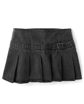 Tween Girls Buckle Pleated Denim Skort