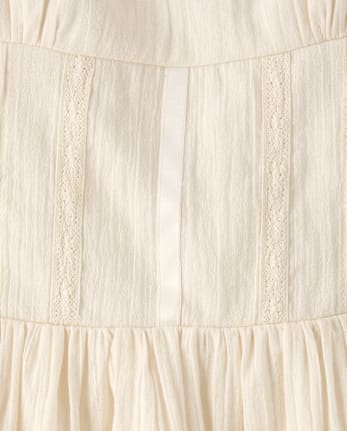 Tween Girls Pintuck Textured Fit And Flare Dress