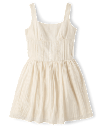 Tween Girls Pintuck Textured Fit And Flare Dress