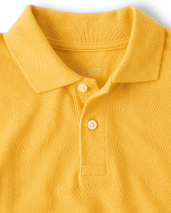 Yellow 16 Childrens Short Sleeve Pique Polo Shirt 