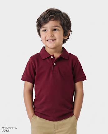Baby And Toddler Boys Uniform Soft Pique Polo - REDWOOD