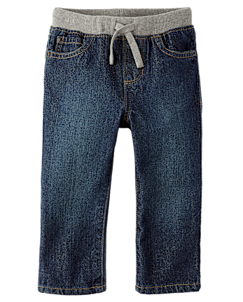 Baby And Toddler Boys Pull On Straight Jeans - DARK WASH