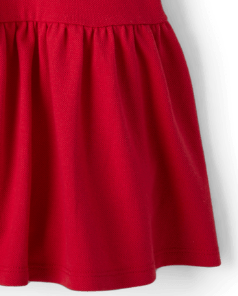 Vestido polo de piqué de uniforme para niñas pequeñas