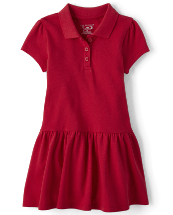 Toddler Girls Uniform Pique Polo Dress