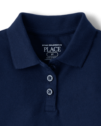 Vestido polo de piqué de uniforme para niñas pequeñas