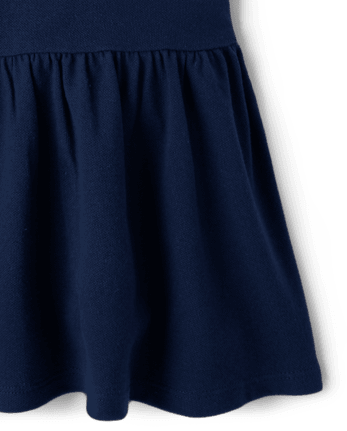 Vestido polo de piqué de uniforme para niñas pequeñas