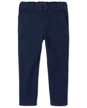 Pantalones chinos ajustados de uniforme para niñas pequeñas
