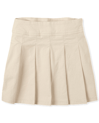 Girls Uniform Stretch Pleated Skort - BISQUIT