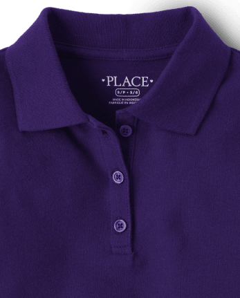Girls Uniform Short Sleeve Pique Polo | The Children's Place - REGAL VIOLET