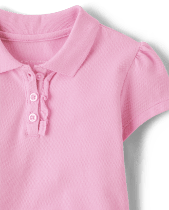 Toddler Girls Uniform Ruffle Pique Polo