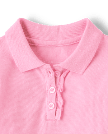 Polo de piqué con volantes de uniforme para niñas pequeñas