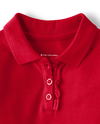 Toddler Girls Uniform Ruffle Soft Stretch Pique Polo