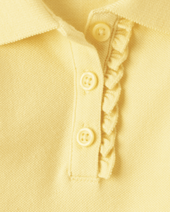 Toddler Girls Uniform Ruffle Soft Stretch Pique Polo