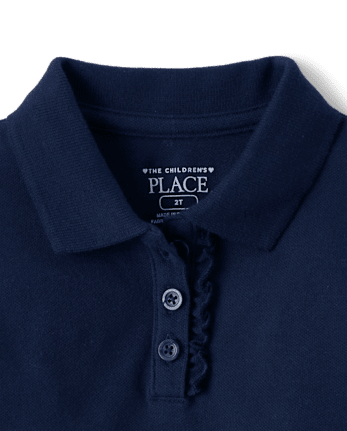 Polo de piqué con volantes de uniforme para niñas pequeñas