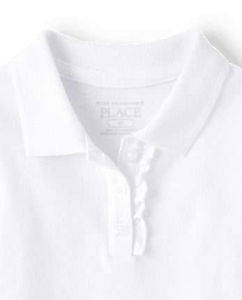 Polo d'uniforme en piqué à volants pour toute-petite fille