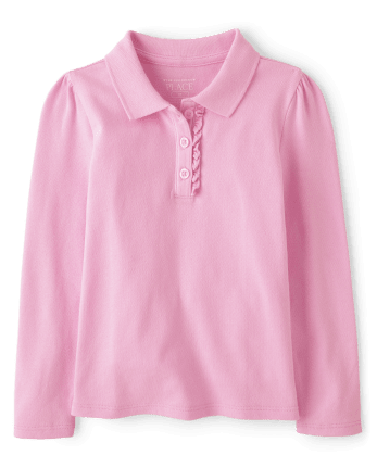 Toddler Girls Uniform Ruffle Pique Polo