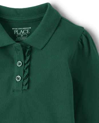 Toddler Girls Uniform Ruffle Pique Polo