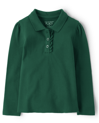 Toddler Girls Uniform Ruffle Pique Polo