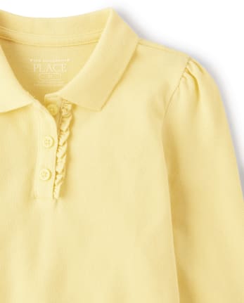 Toddler Girls Uniform Ruffle Pique Polo