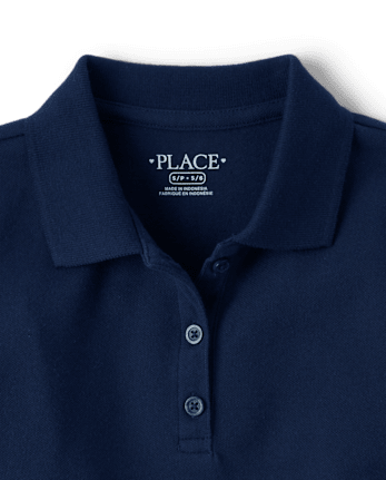 Polo de piqué de manga larga uniforme para niñas