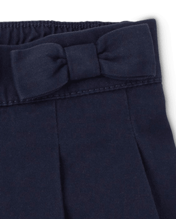 Toddler Girls Uniform Bow Stretch Pleated Skort